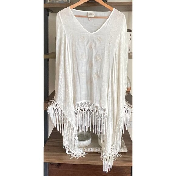 Knox Rose White Embroidered Tunic Kimono Poncho Top, Size S/M - Picture 1 of 16